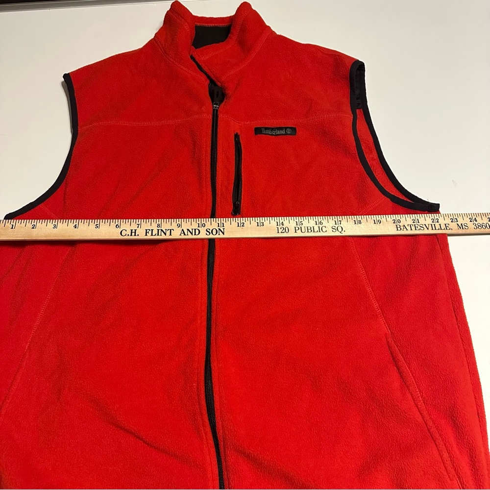 Timberland Men Red Large Fleece Vest - Picture 6 of 8